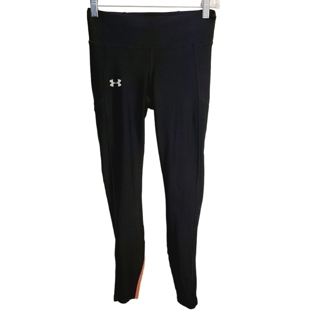 Under Armour | Women's Black & Pink Colorblock Compression Leggings (Size Small)